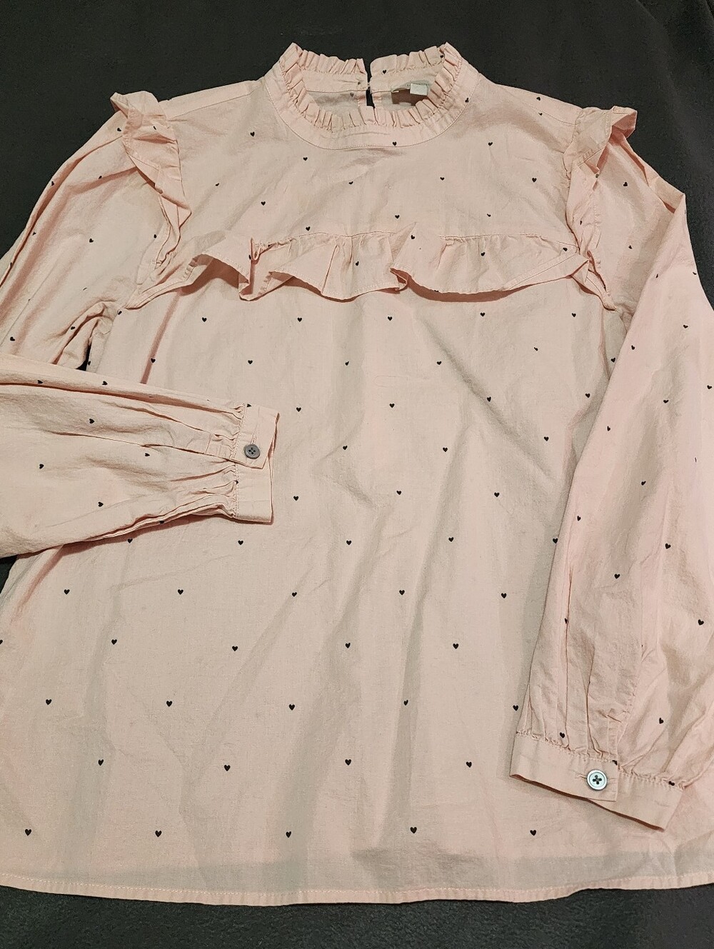 LOFT Outlet Yoke Ruffled Long Sleeve Blouse, Sz M